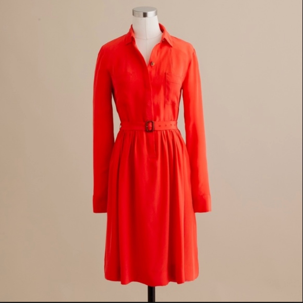 J. Crew Blythe Shirtdress in Poppy 2 100% Silk